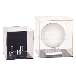 Fingerinspire 2 pièces supports de chevalet d'affichage d'échantillons minéraux acryliques à trois chevilles, Avec des boîtes d'affichage de figurines d'action de jouets en acrylique transparent, clair, 4.9x4.95x2.45 cm