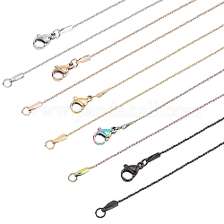 BENECREAT 10Pcs 5 Colors 304 Stainless Steel Serpentine Chain Necklaces Set for Men Women, Mixed Color, 17.72 inch(45cm), 2Pcs/color