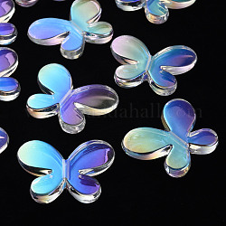 Perline acrilico trasparente, ab colore, farfalla, chiaro ab, 34x44x8mm, Foro: 3 mm