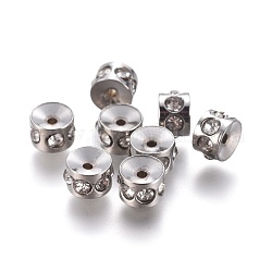 Perles de strass en 304 acier inoxydable, colonne, 5x3.5mm, Trou: 1mm