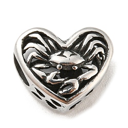 316 Surgical Stainless Steel  Hollow Out Beads, Heart with Twelve Constellations, Cancer
, Cancer, 10x12x6.5mm, Hole: 4mm