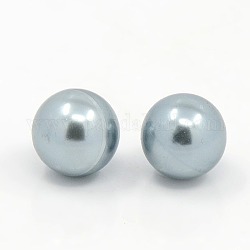 Shell Pearl Beads, No Hole, Round, Light Blue, 16mm