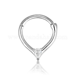 Orecchini a cerchio con 925 micro pavè di zirconi cubici in argento sterling placcato rodio, con timbro s925, platino, lacrima: 3 mm di lunghezza