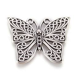 Alloy Pendants, Cadmium Free & Nickel Free & Lead Free, Butterfly, Platinum Color, 34x39.5x2mm, Hole: 2mm