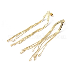 Pendientes colgantes con borla de cadena de latón para mujer, real 18k chapado en oro, 75~76x13mm, pin: 0.8 mm