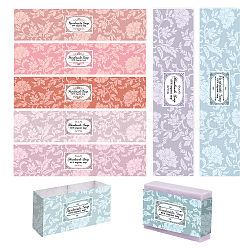 Pandahall elite 90 pièces 9 couleurs étiquette en papier savon fait main, rectangle avec motif floral, ruban de papier d'art enduit des deux côtés avec membrane tectoriale, pour emballage de savon, couleur mixte, 50x210mm, 10 pcs / couleur