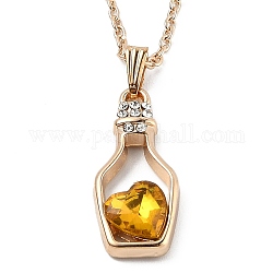Collares pendientes de resina de la aleación, con cadenas de cable, botella con corazón, la luz de oro, oro, 16.73 pulgada (42.5 cm)