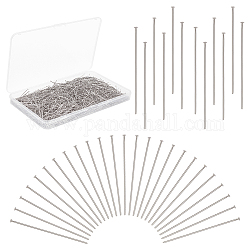PH PandaHall 1500pcs Head Pins, 40mm Flat Head Pins 304 Stainless Steel Jewelry Making Pins 0.7mm(21 Guage) Beading Pin for DIY Charm Earrings Braceles Necklaces Crafts Jewelry Making
