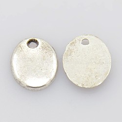 Perline in lega stile tibetano, ovale, platino,  piombo e cadmio libero, 10x8x1.5mm, Foro: 1 mm