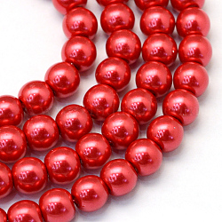 Chapelets de perles rondes en verre peint, cramoisi, 4~5mm, Trou: 1mm, Environ 210 pcs/chapelet, 31.4 pouce
