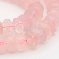 Roche facettée en quartz rose naturel, 14~17x6~9mm, Trou: 1mm, environ 15.3 pouce