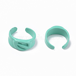 Spray Painted Alloy Cuff Rings, Open Rings, Cadmium Free & Lead Free, Turquoise, US Size 7 1/4(17.5mm)