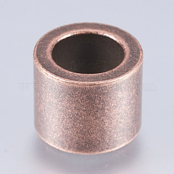 304 perline in acciaio inossidabile, perline con foro grande, colonna, rame rosso, 10x8mm, Foro: 6.5 mm