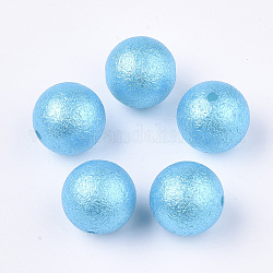 Acryl Nachahmung Perlen, falten / texturiert, Runde, Deep-Sky-blau, 20x19 mm, Bohrung: 2.5 mm, ca. 110 Stk. / 500 g