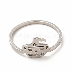 304 anello da dito a forma di zucca di Halloween in acciaio inossidabile per donna, colore acciaio inossidabile, diametro interno: 18mm