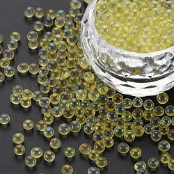 Fai da te 3 decorazione di arte del chiodo d mini perle di vetro, perline chiodo piccolo caviale, ab colore placcato, tondo, giallo, 3.5mm, su 450 g / borsa
