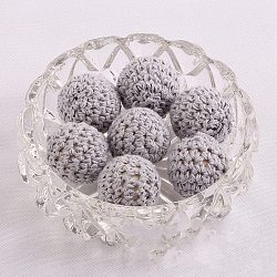 Perles de boule de pom pom en bois de macramé de laine faites à la main, pour bébé anneau de dentition bijoux perles bricolage collier bracelet, gris clair, 16mm