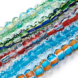 Handgemachte Murano Glas Perlen Stränge, facettiert, Rondell, Mischfarbe, 10.5~11.5x7.5~8 mm, Bohrung: 2~2.5 mm, ca. 51 Stk. / Strang, 15.7 Zoll (40 cm)