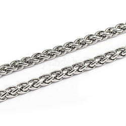 304 Stainless Steel Wheat Chains, Foxtail Chain, Unwelded, Stainless Steel Color, 6x4x1mm
