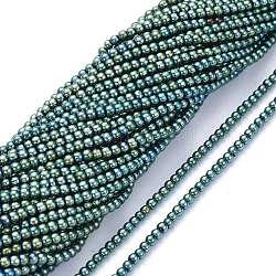 FilI di perline in vetro placcato, pieno placcato, tondo, verde placcato, 2.5mm, Foro: 0.7 mm,circa177pcs/filo, 14.09 pollici (35.8 cm)
