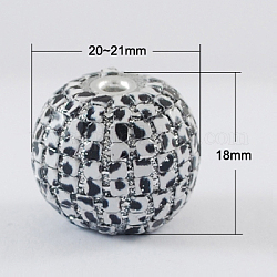 Handmade Indonesia Beads, with Aluminum Cores, Round, White, 20~21x18mm, Hole: 3mm