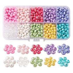 700 pièces 10 styles en plastique et perles acryliques opaques, de couleur plaquée ab , facettes rondelle, couleur mixte, 6x4.5mm, Trou: 1.5~1.6mm, environ 70 pcs / style