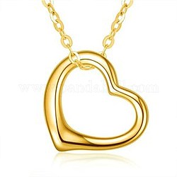 Heart Shape Brass Pendants, Golden, 15.5x17.8x2~3mm