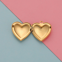 Pendenti con medaglione in acciaio inossidabile, cornice charms per collane, cuore, oro, 26x22.6mm