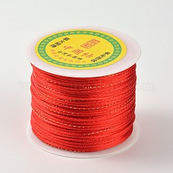 Línea de oro cuerdas cadena redonda de poliéster, rojo, 2mm, alrededor de 109.36 yarda (100 m) / rollo