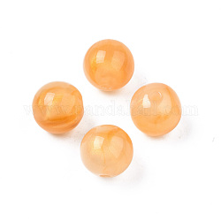 Perles acryliques opaques, Couleur de deux tons, avec de la poudre de paillettes, ronde, Sandy Brown, 11.5x11mm, Trou: 2mm, environ 520 pcs/500 g