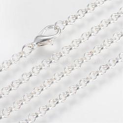 Iron Rolo Chains Necklace Making, with Lobster Clasps, Soldered, Silver Color Plated, 29.5 inch(75cm)