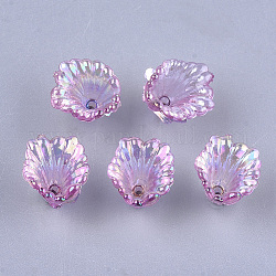 Transparentes bouchons acrylique de perles, couleur ab , fleur, violette, 10x12x12mm, Trou: 1.2mm, environ 1960 pcs/500 g
