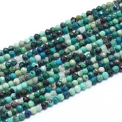 Chapelets de perles en chrysocolle naturelle, facette, ronde, 2.5mm, Trou: 0.4mm, Environ 147 pcs/chapelet, 15.55 pouce (39.5 cm)