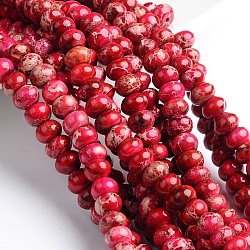 Fili di perline rondelle di diaspro imperiale naturale tinto, rosso ciliegia, 6x4mm, Foro: 1 mm, circa 98pcs/filo, 15.8 pollice