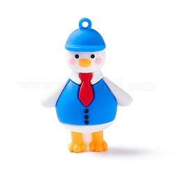 PVC-Cartoon-Entenpuppenanhänger, für Schlüsselanhänger, Verdeck blau, 61x42x24 mm, Bohrung: 3 mm
