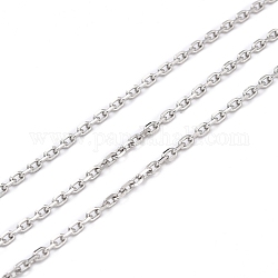 304 Edelstahl-Kabelketten, mit Spule, gelötet, Edelstahl Farbe, 3x2x0.5 mm, 10.93 Meter (10 m) / Rolle
