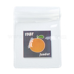 長方形のプラスチック製ジップロックキャンディーバッグ  保存袋  セルフシールバッグ  トップシール  オレンジ柄  8x6x0.2cm