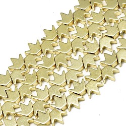 Electroplate non magnetici ematite sintetico fili di perline, corona, oro placcato, 6.5x8x3mm, Foro: 1 mm, circa 82~84pcs/filo, 14.96 pollice ~ 15.75 pollici (38~40 cm)