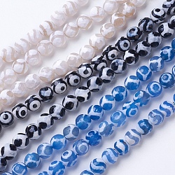 Natural Grade A Agate Beads Strands, Dyed & Heated, Round, Faceted, Mixed Color, 10mm, Hole: 1.2mm, about 37pcs/strand, 14.9 inch(38cm)