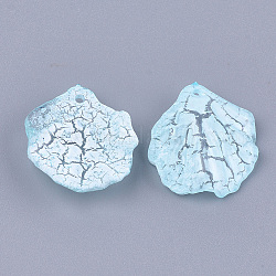 Ciondoli acrilico, crackle e ab colore, petalo, cielo azzurro, 19.5x17x5mm, Foro: 1.4 mm