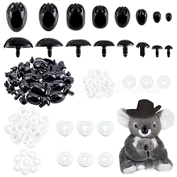 Ahadermaker 56pcs plastique artisanat vis de sécurité nez de chien, jouets en peluche fournitures de fabrication de poupées, noir, 12~44x9~31mm