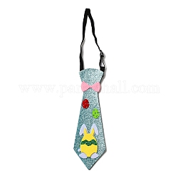 Krawatte aus Filz mit Hasenei-Glitzermotiv und Ostermotiv, Party-Kinderanzug-Krawatten, für Junge, mit Gummiband, Himmelblau, Innendurchmesser: 89~157 mm