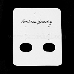 Paper Jewelry Display Cards, Earring Display Cards, Rectangle with Word Stainless Steel, WhiteSmoke, 5.45x4.5x0.05cm, Hole: 2mm and 11.5x8mm
