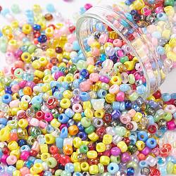 Perles de rocaille en verre, mixedstyle, ronde, couleur mixte, 2x1.5mm, Trou: 0.9mm, environ 50000 pcs/1000 g
