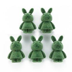 Botones flocos de acrílico, conejo, verde mar, 32x20.5x12.5mm, agujero: 3 mm