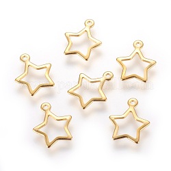 304 charms in acciaio inox, stella, oro, 12.8x11x1mm, Foro: 1 mm