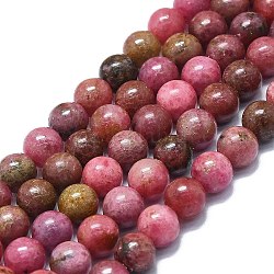 Chapelets de perles en rhodonite naturelle, ronde, 6~7mm, Trou: 0.8mm, Environ 61 pcs/chapelet, 15.35'' (39 cm)