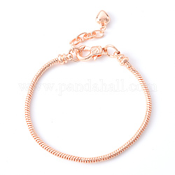 Latón fabricación de pulseras de estilo europeo, con la cadena del suplemento de hierro, oro rosa, 7-5/8 pulgada (195 mm) x2.5 mm