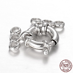 Rhodium Plated 925 Sterling Silver Spring Clasp Sets, with End Bars, Platinum, 25x14x5mm, Hole: 2.5mm