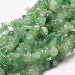 Chips aventurina hebras naturales perlas verdes, 4~12x4~7x2~5mm, agujero: 1 mm, alrededor de 33.8 pulgada